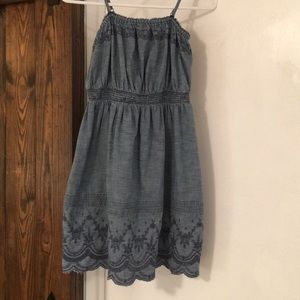 GAP Girls Denim Blue Chambray Embroidered Dress